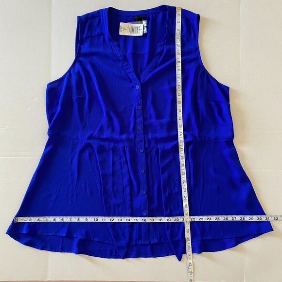 Torrid Blue Sleeveless Button-Down Blouse with Ties - Picture 6 of 12